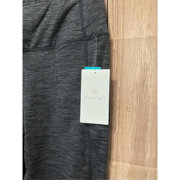 Soul + Sky Small NWT Cold Weather Leggings space dye black grey stitch fix - Picture 2 of 6